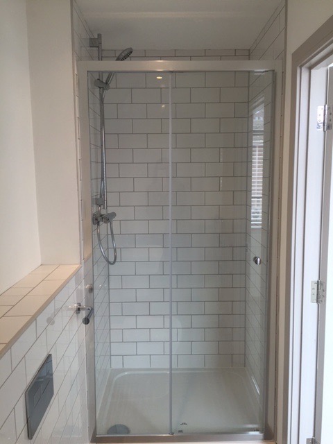 Shower space of bathroom interior