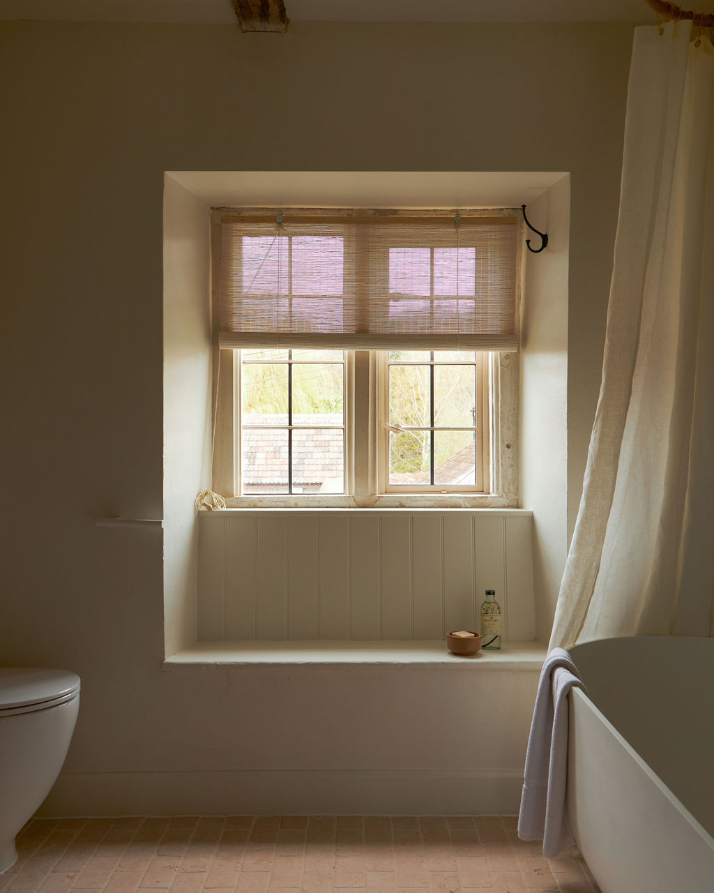 Detail of traditional wooden bathroom window