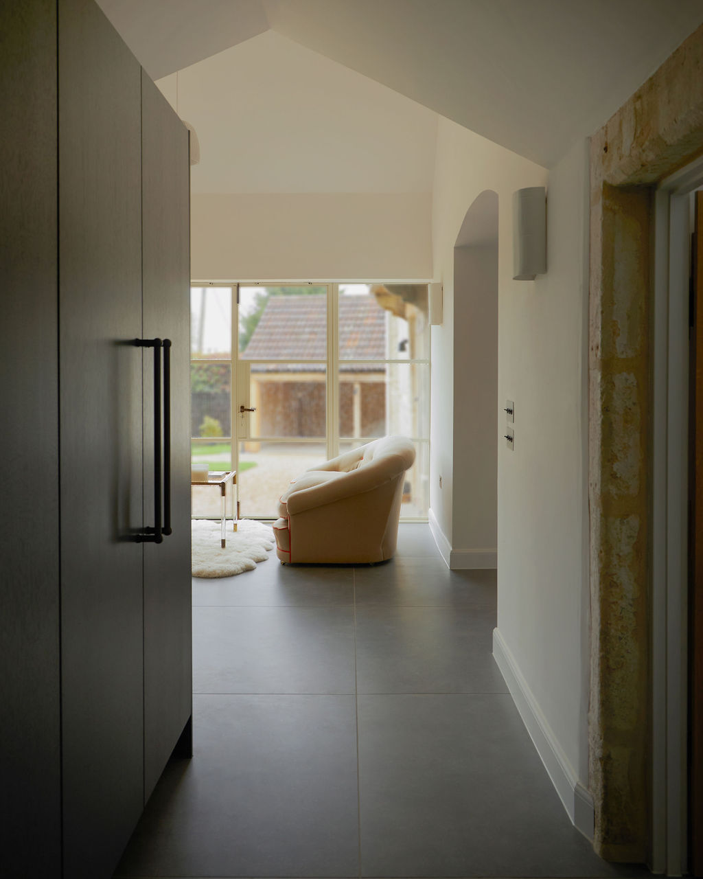Interior hallway with new flooring and lighting