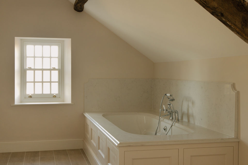 Renovated bathroom with period features and modern amenities