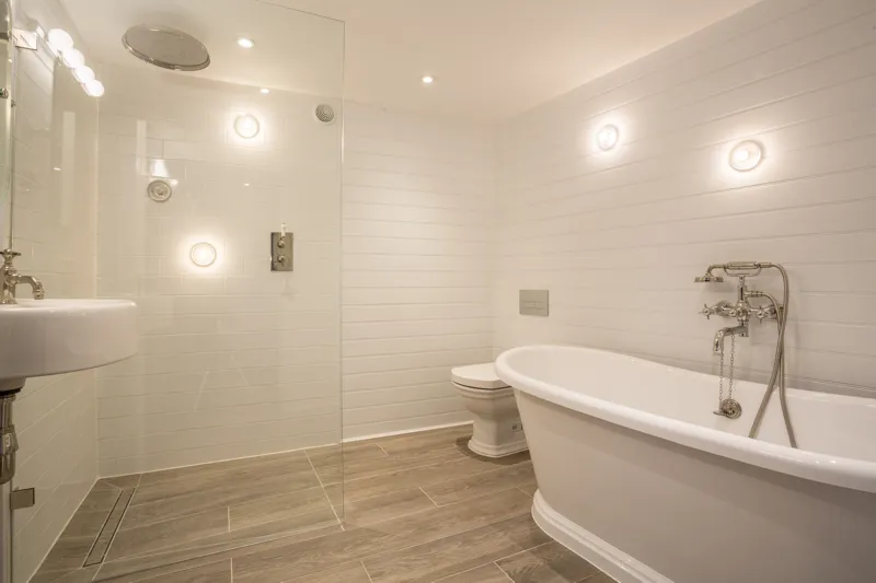 Bathroom showing modern wet room installation