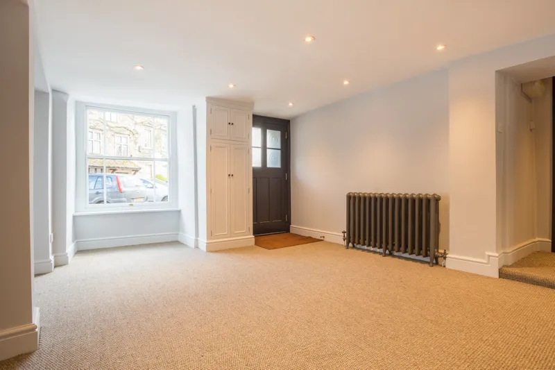 Living room view showing the integration of period and modern features